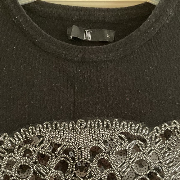 Black Animal Embroidery Front Design Woman Long Sleeve Pullover Size US XL - Picture 9 of 11